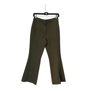$990 Adam Lippes Olive Green Cropped Flare Pants Size 4